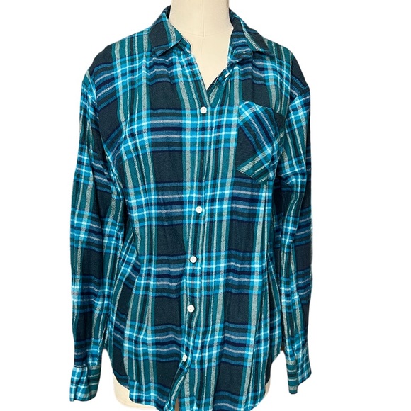 A New Day Teal Plaid Flannel size L - Picture 8 of 14